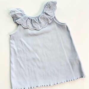 Zara Kids Light Blue Eyelet Ruffle Tank Top